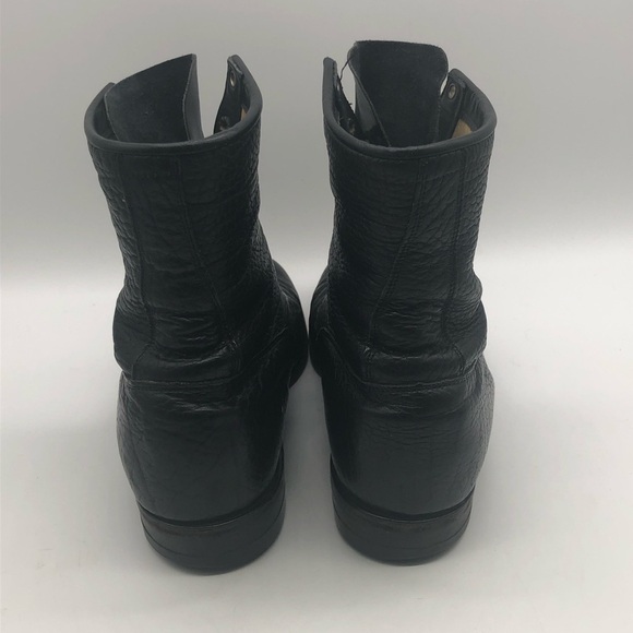 Vintage Justin Boots Men's 8D Western Bullhide Pebbled Leather Roper Lace Up - Picture 6 of 7